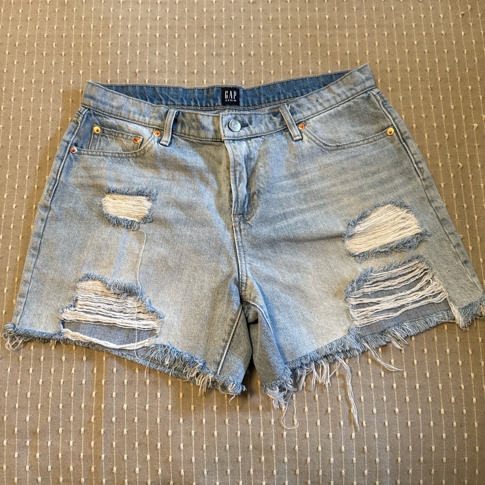 GAP Blue Distressed Jean Shorts